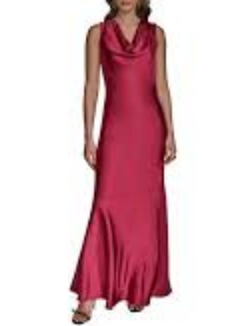 52 - NWT DONNA KARAN COWL NECK SATIN MAXI DRESS - Picture 6 of 8
